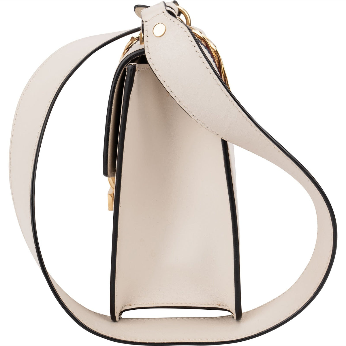 Gucci White Leather Sylvie Shoulder Bag