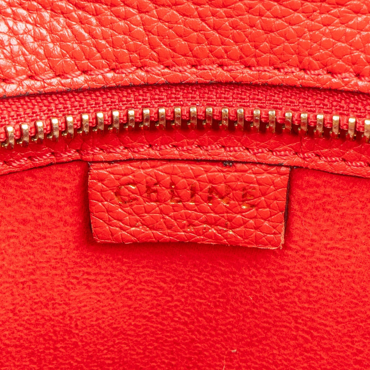 Céline Red Grained Calfskin Nano Luggage Handbag