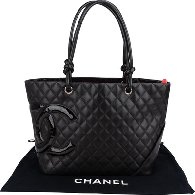 Chanel Quilted Lambskin Cambon Ligne Jumbo Tote Shoulder Bag