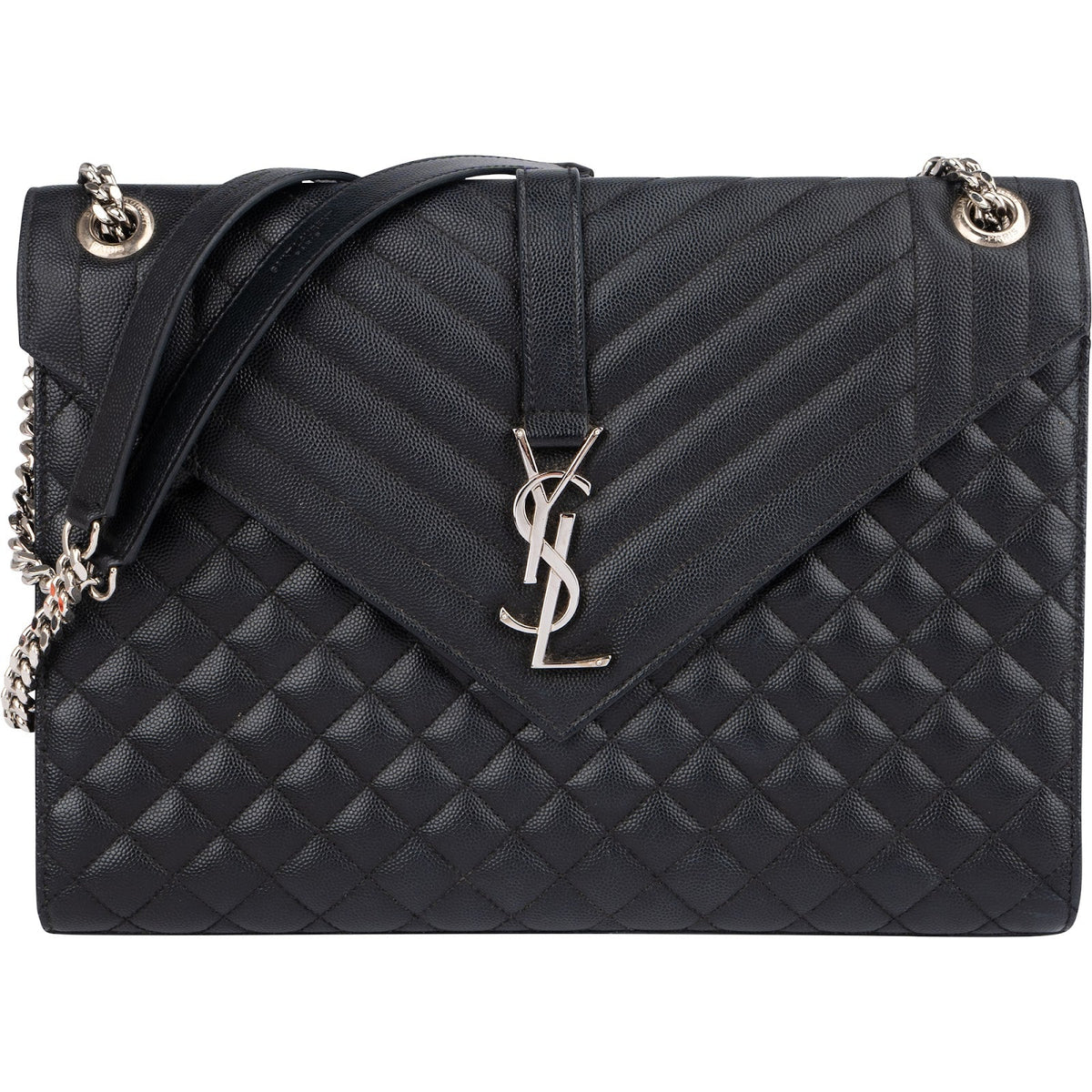 Saint Laurent Quilted Grained Leather Large Envelope Crossbody Bag