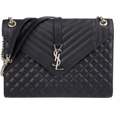 Saint Laurent Quilted Grained Leather Large Envelope Crossbody Bag
