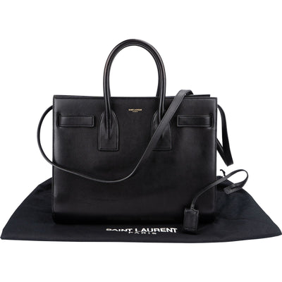 Saint Laurent Black Leather Sac De Jour Handbag