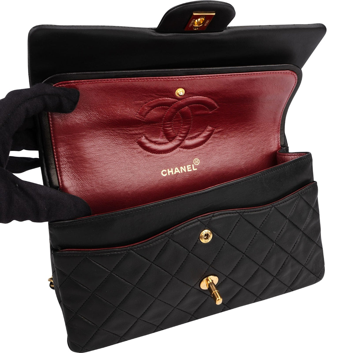 Chanel Medium Double Flap aus gestepptem Lammleder – Ansicht 13