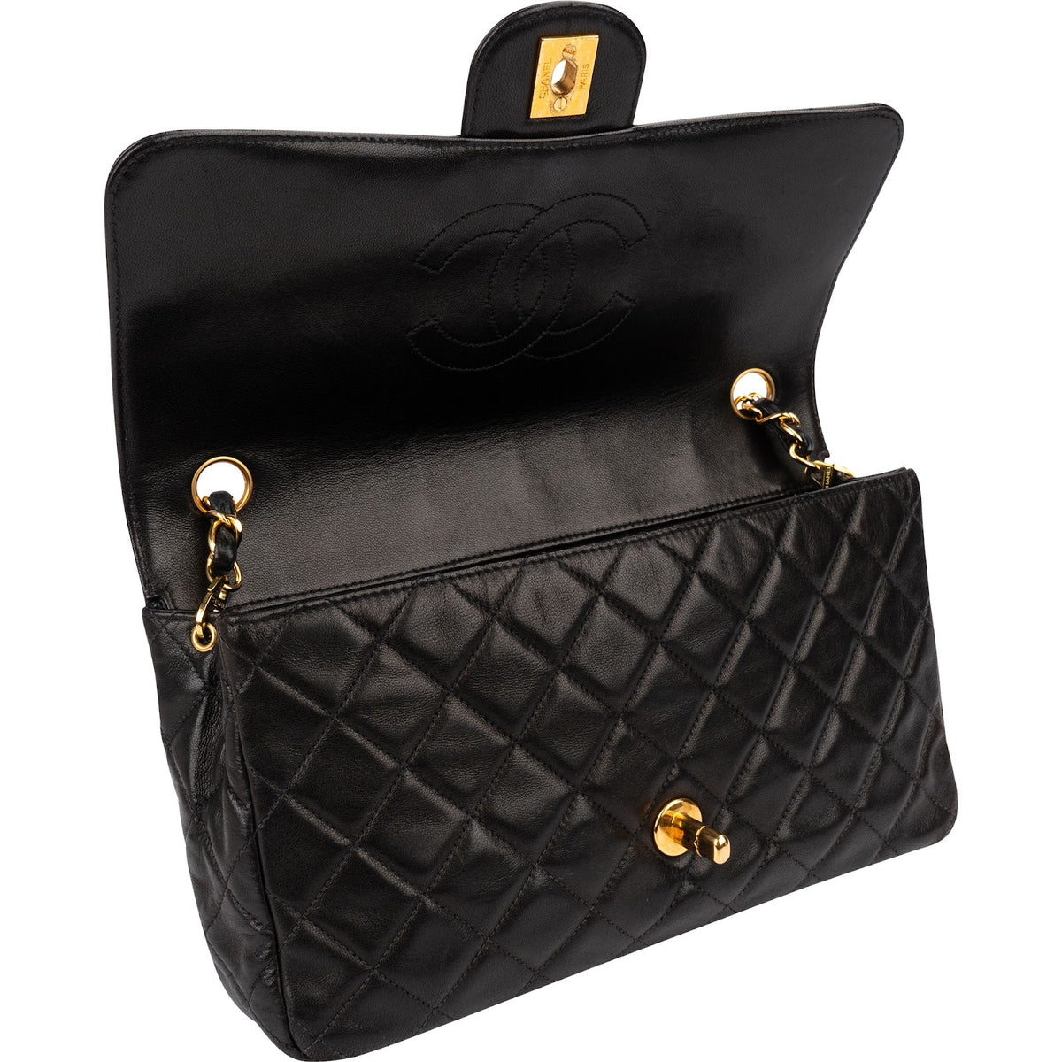 Chanel Soft Quilted Lambskin 24K Gold Medium Single Flap Crossbody Bag