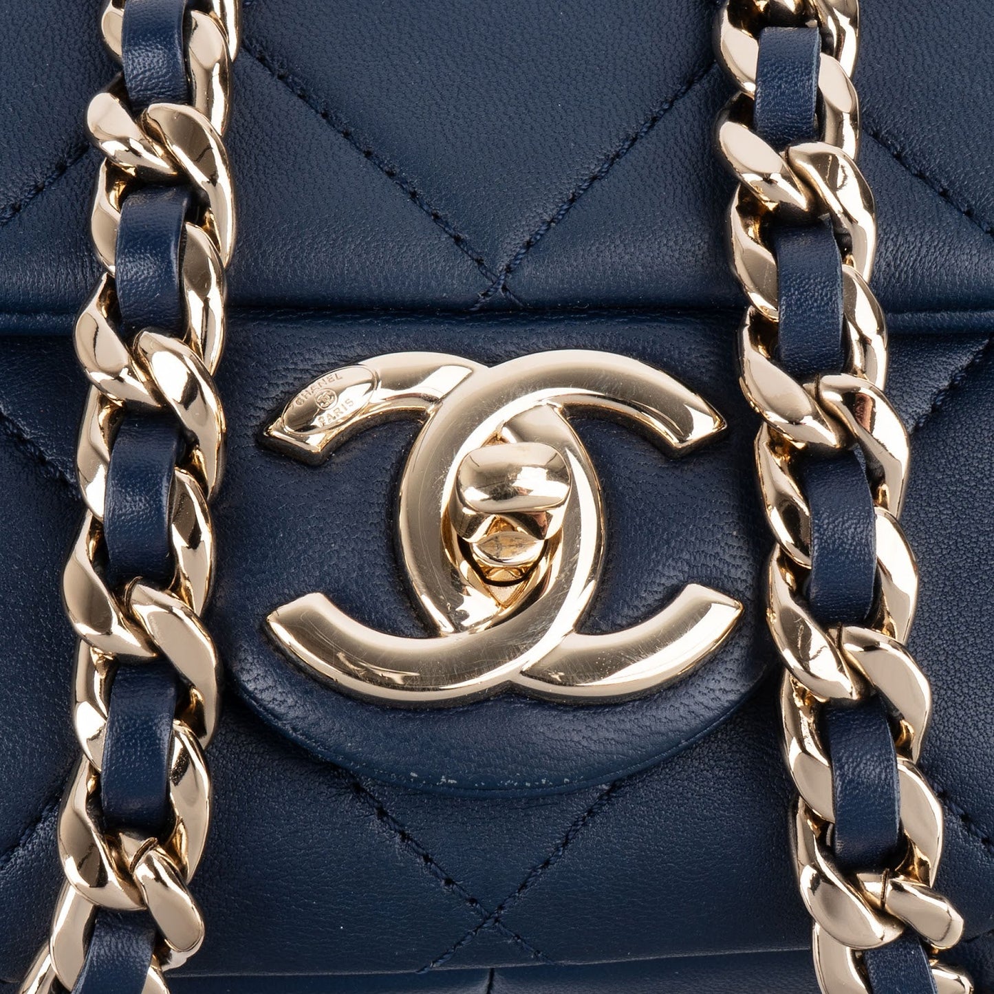 Chanel Quilted Lambskin Medium Flap Chunky Handle Crossbody Bag