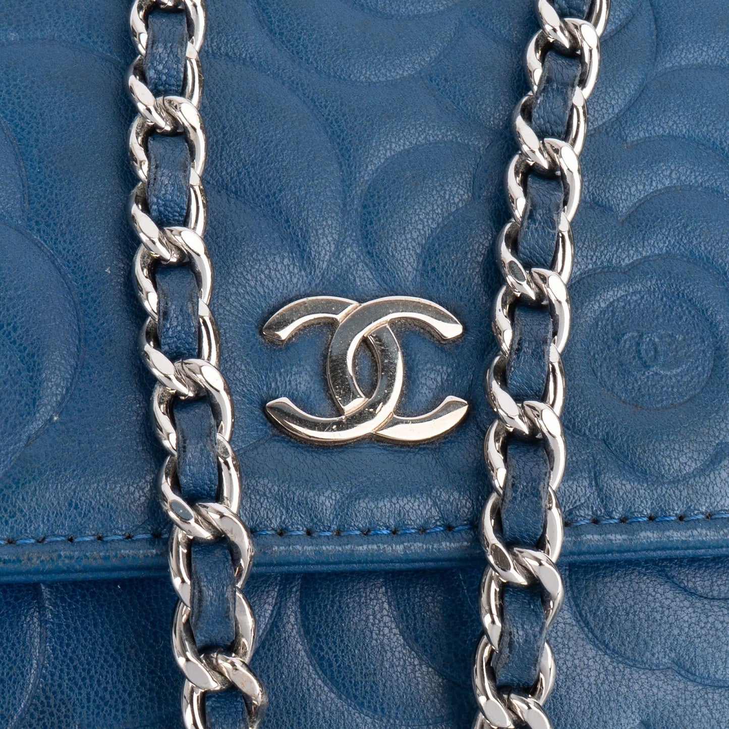 Chanel Embossed Leather Camellia Wallet On Chain Crossbody Bag