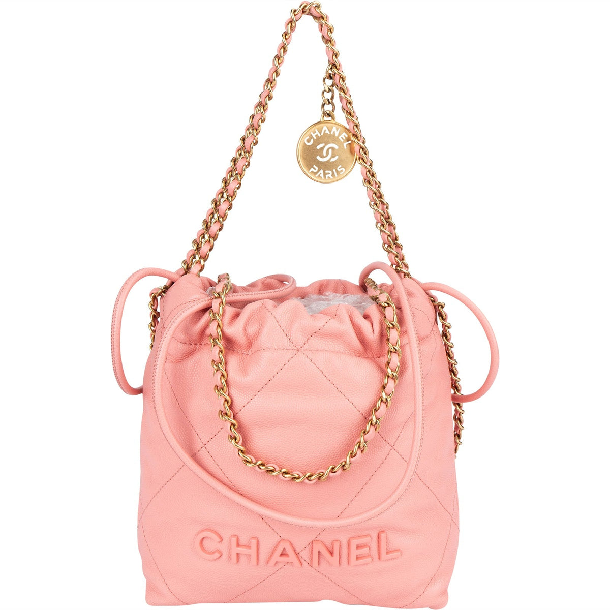 Chanel 22 Caviar Leather Small Drawstring Bag Handbag