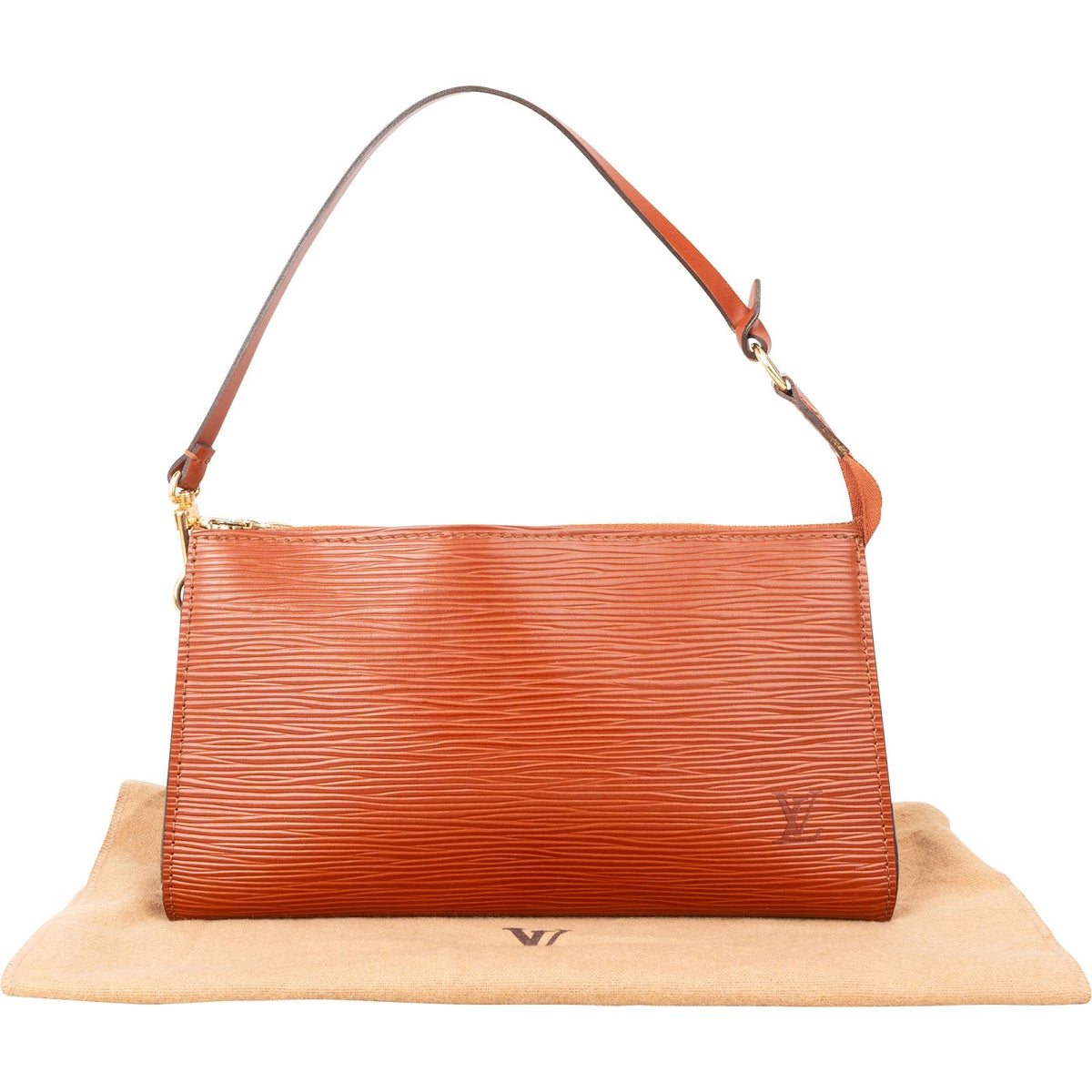 Louis Vuitton Cognac Epi Leather Pochette Accessoires Handbag