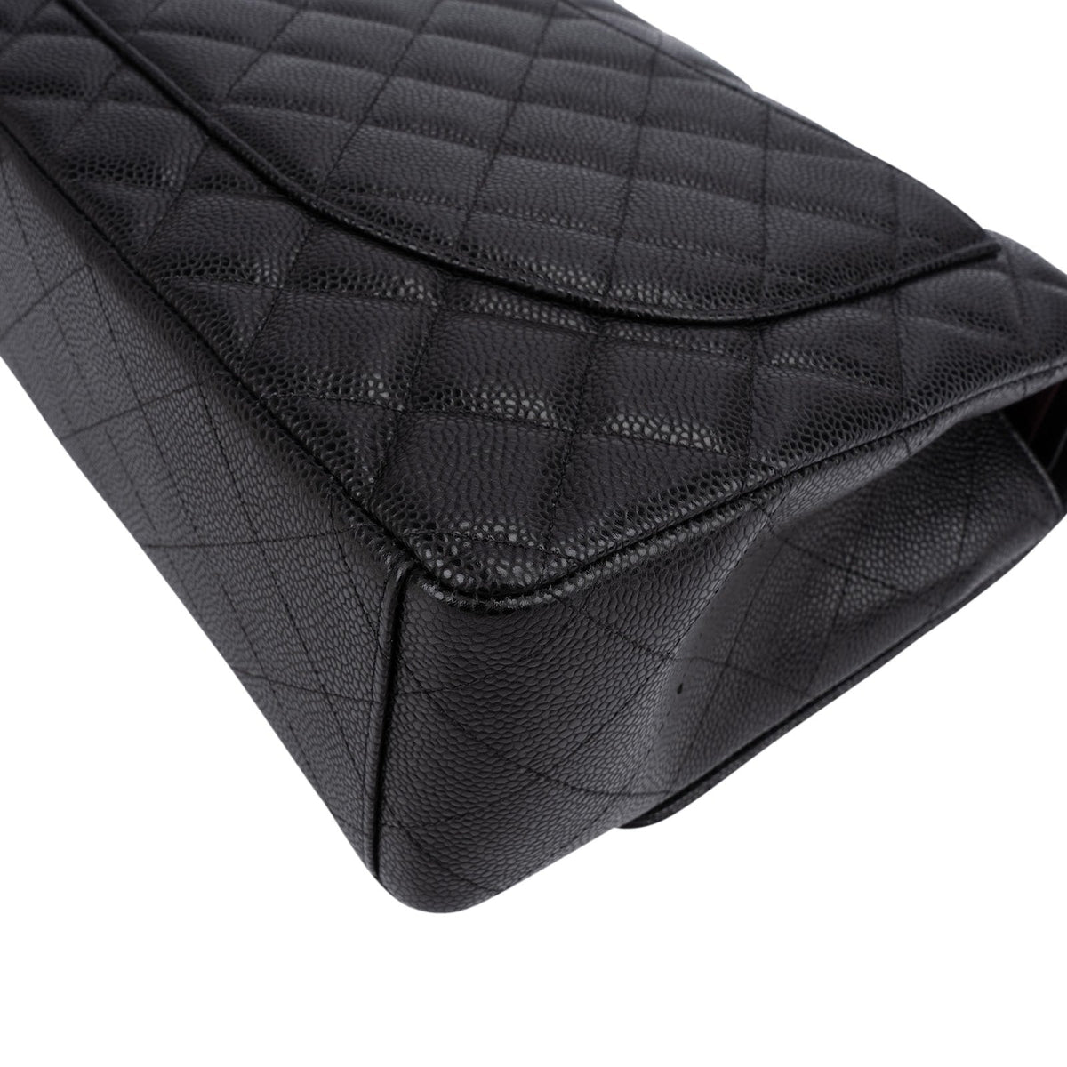 Chanel Quilted Caviar Leather Palladium Maxi Double Flap Crossbody Bag