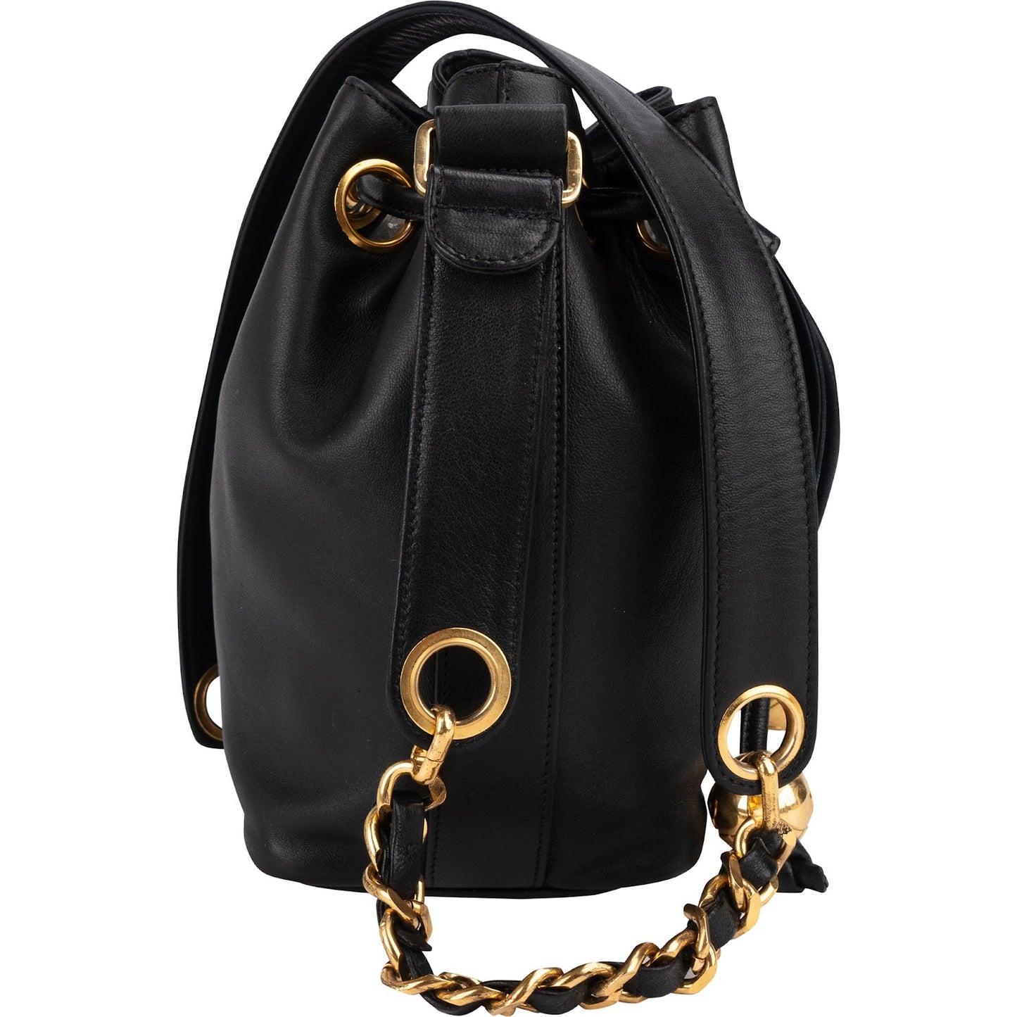 Chanel Lambskin Drawstring CC Bucket Crossbody Bag