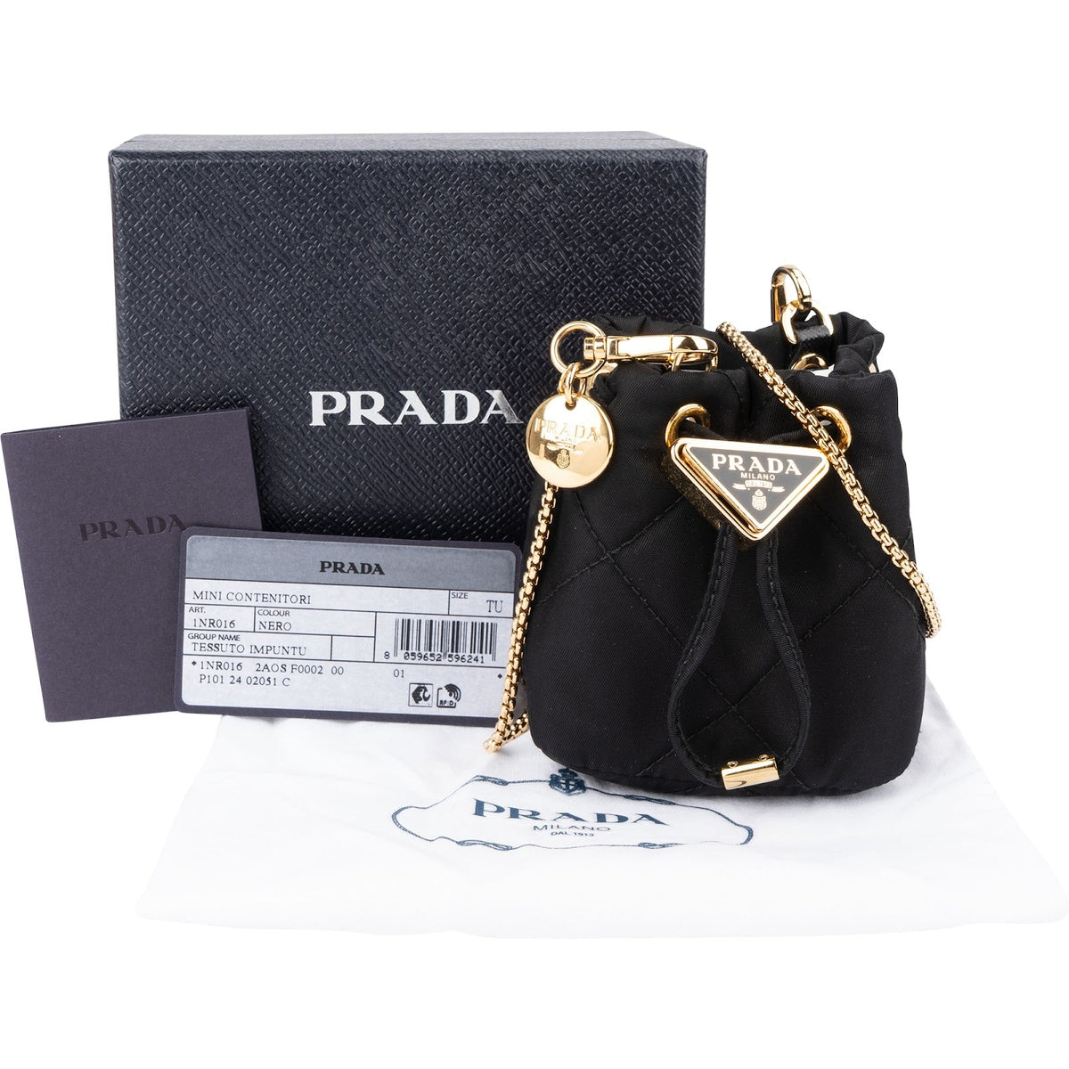 Prada Quilted Re-Nylon Triangle Mini Pouch Crossbody Bag