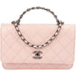 Chanel Pink Quilted Lambskin Crystal Top Handle Wallet On Chain Crossbody Bag