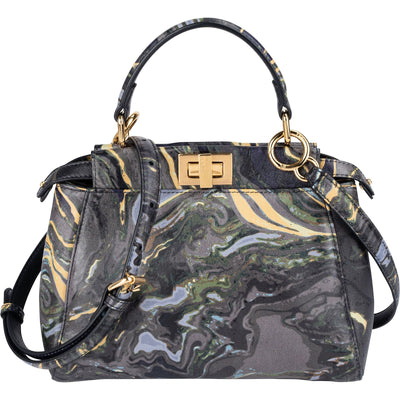 Fendi Marbled Leather Peekaboo Mini Handbag