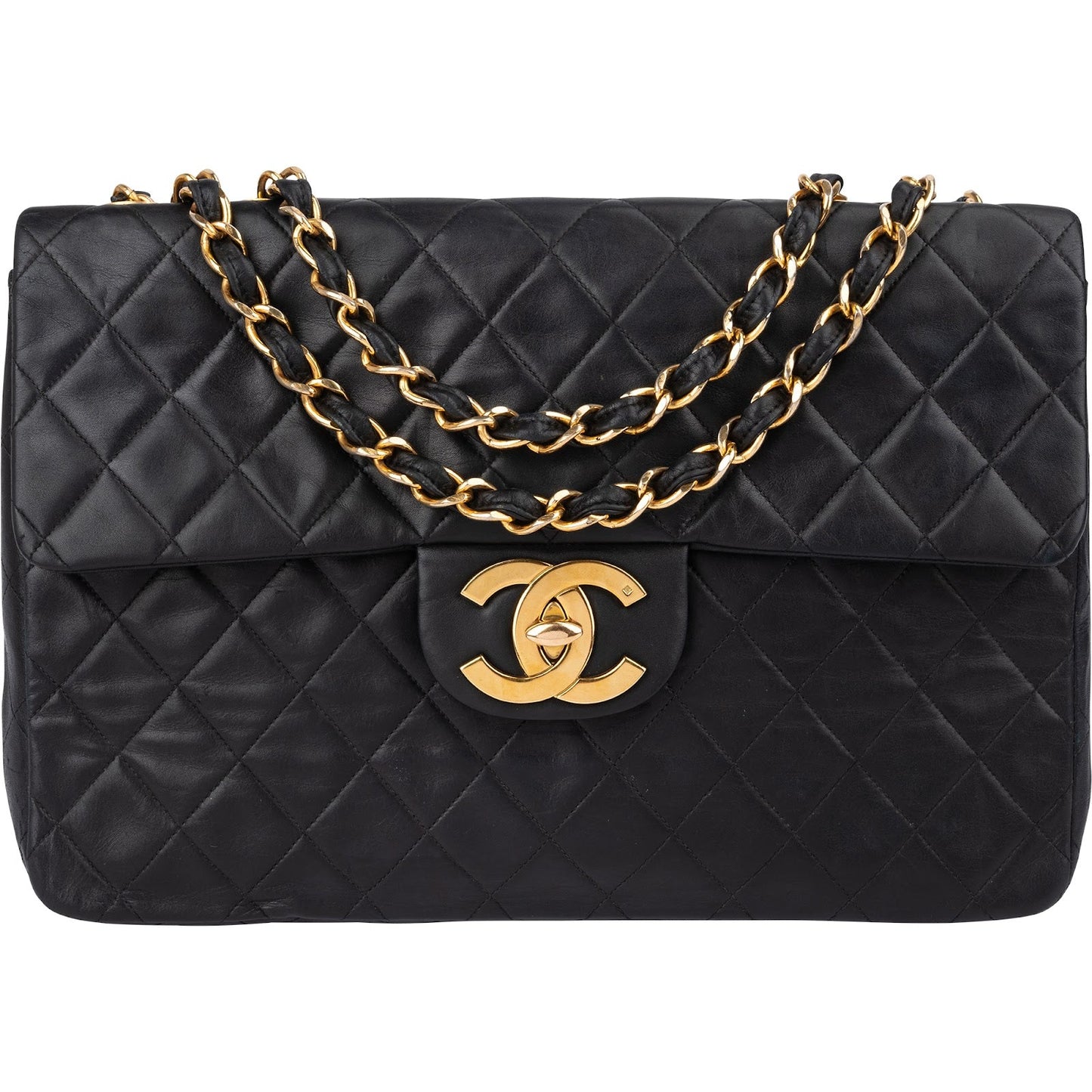 Chanel Quilted Lambskin 24K Gold Maxi Single Flap Crossbody Bag