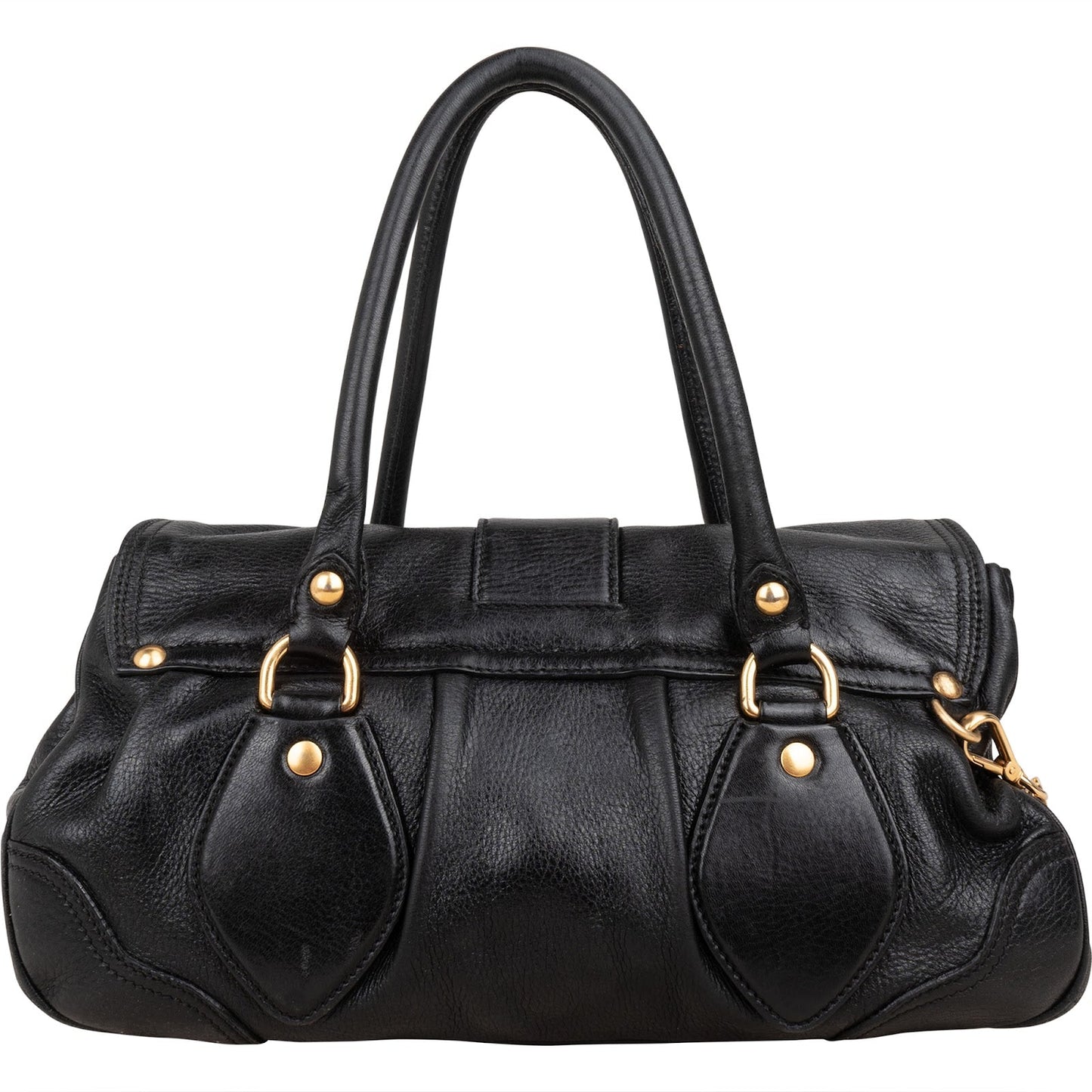 Prada Black Leather Cervo Lux Dragon Satchel Handbag