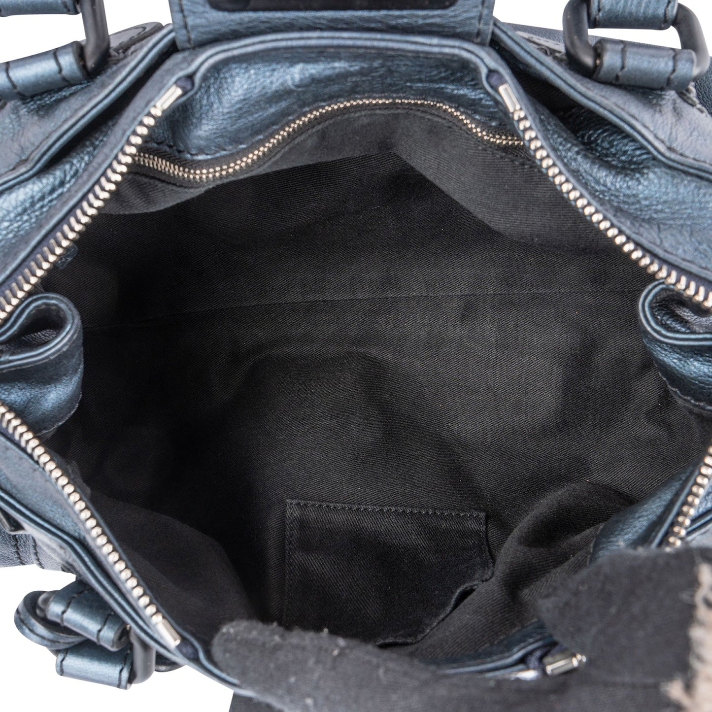 Chloé Blue Metallic Leather Paddington Satchel Handbag