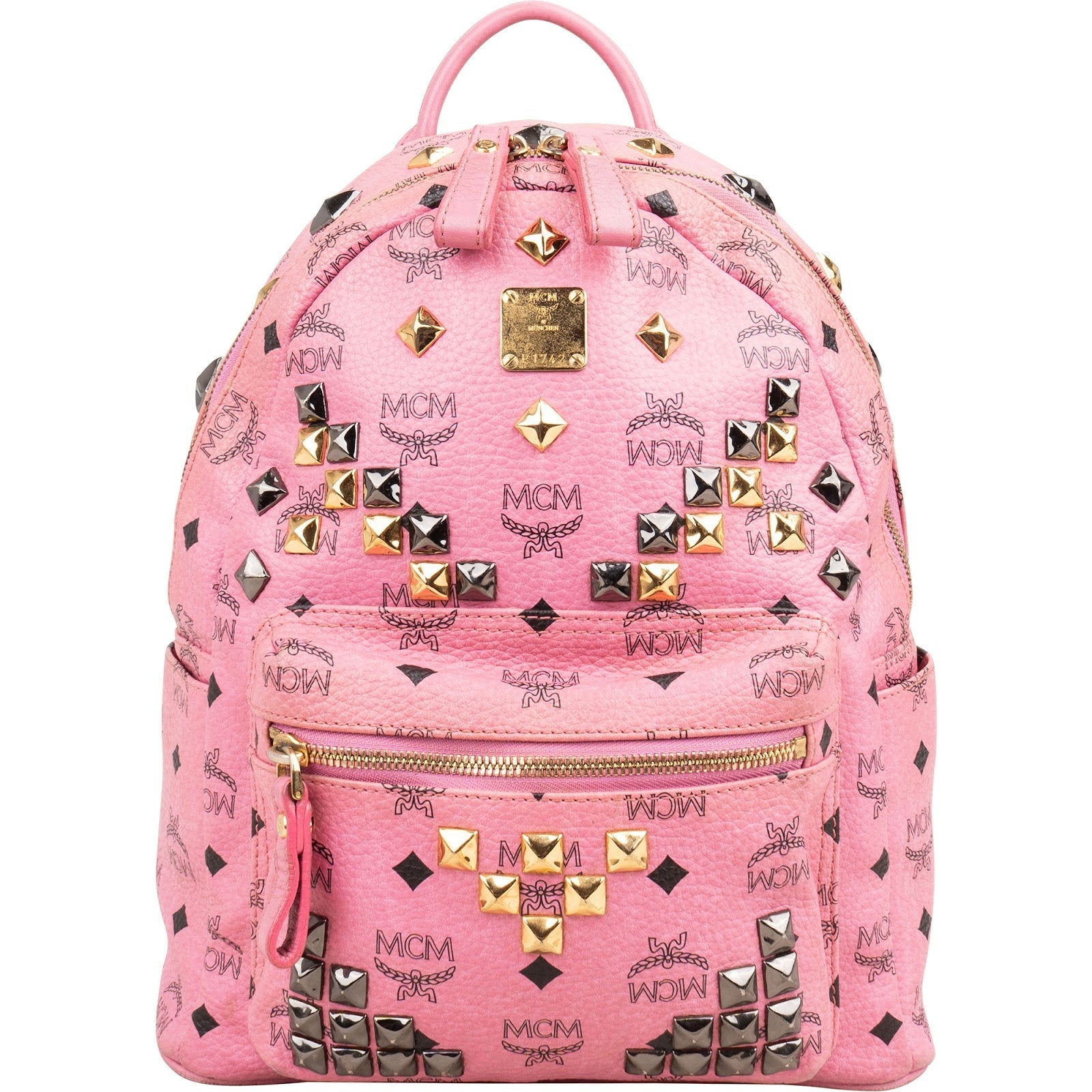 MCM Monogram Visetos Small Stark Studded Backpack