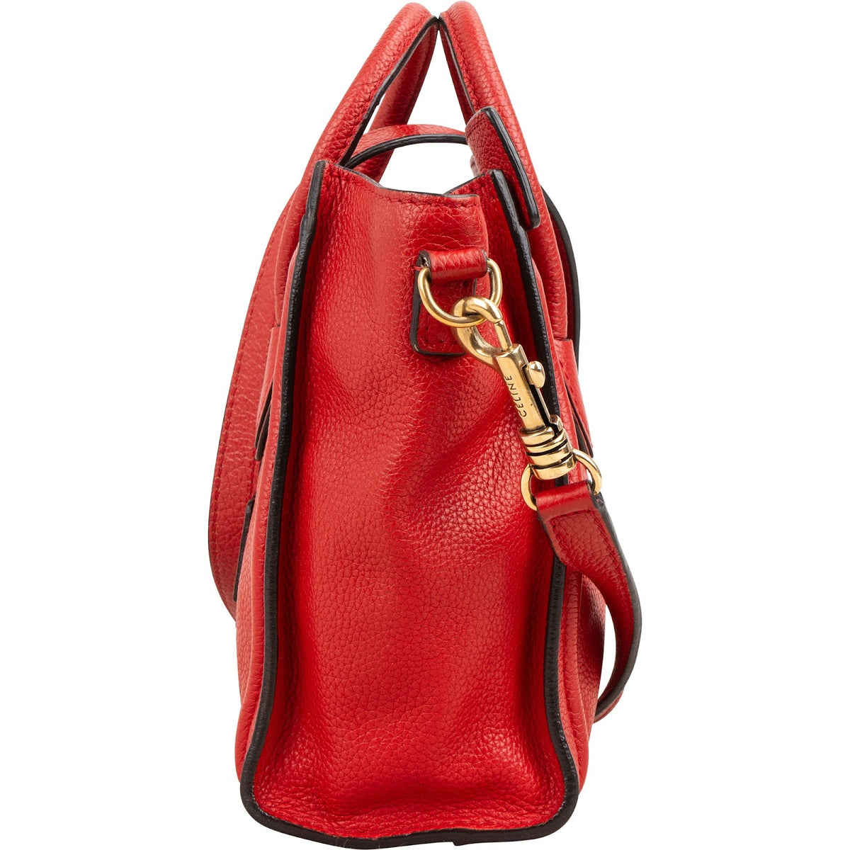Céline Red Grained Calfskin Nano Luggage Handbag