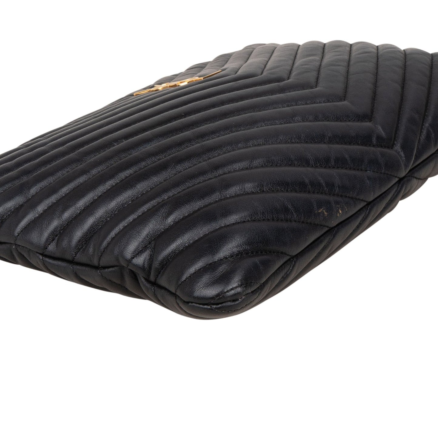 Saint Laurent Quilted Chevron Leather Clutch