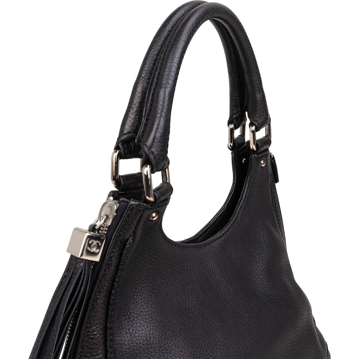 Chanel Grained Calfskin Tassel Hobo Shoulder Bag