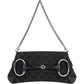 Gucci Monogram GG Black Horsebit Chain Pochette  Handbag