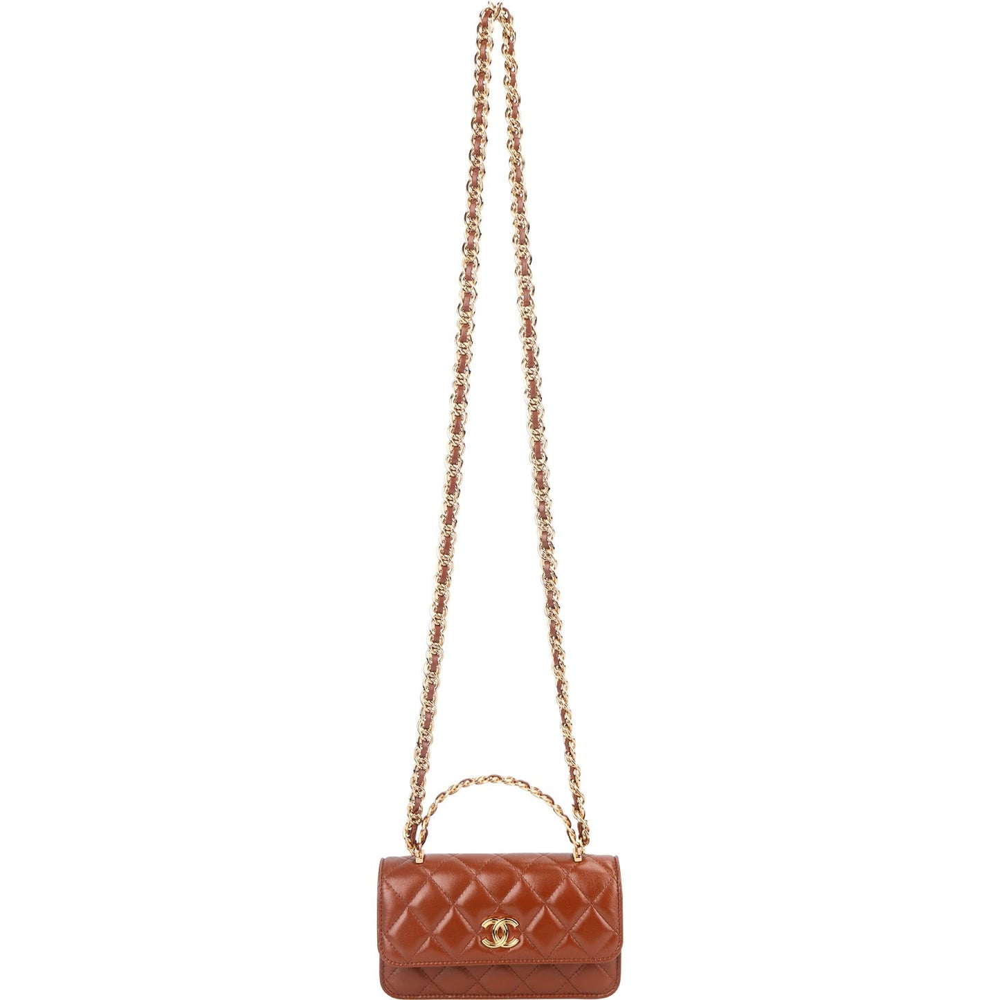 Chanel Quilted Lambskin Single Flap Wallet on Chain Crossbody Bag