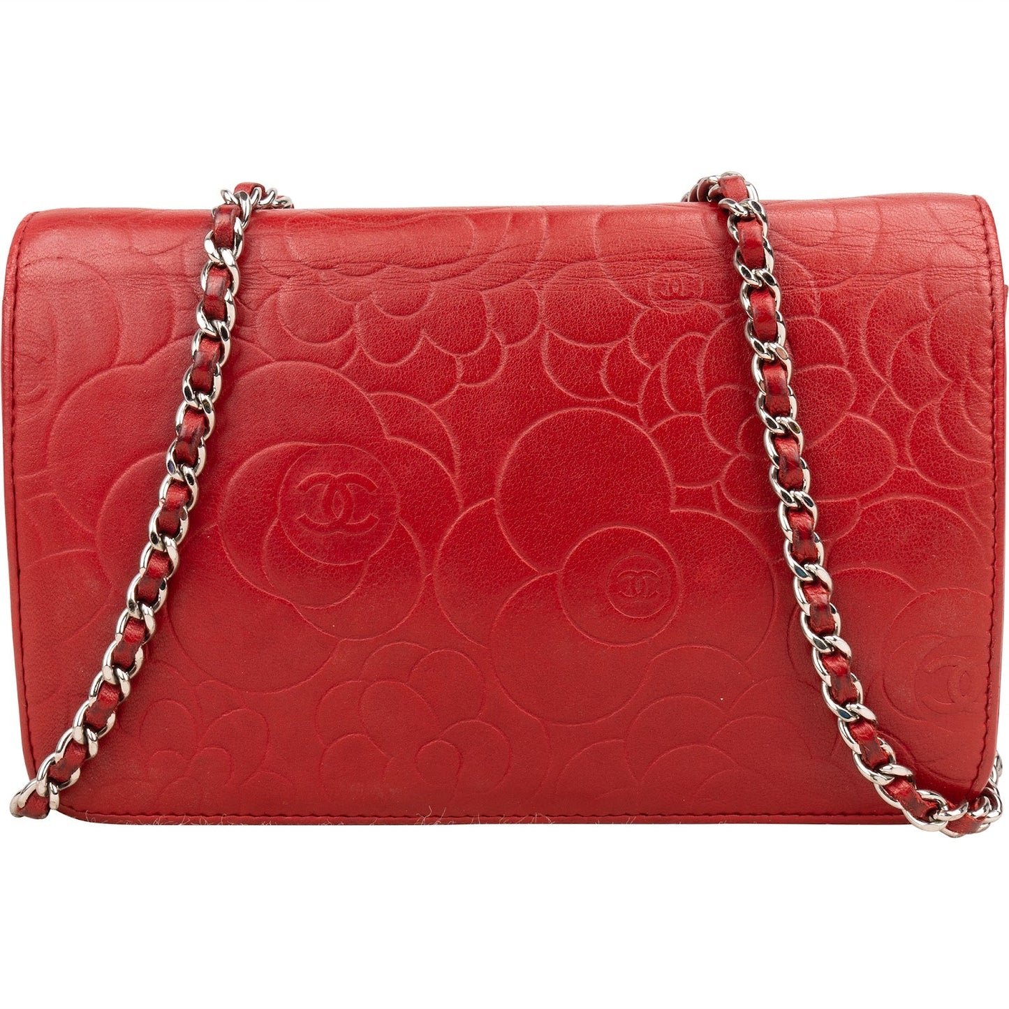 Chanel Leather Camellia Wallet On Chain Crossbody Bag