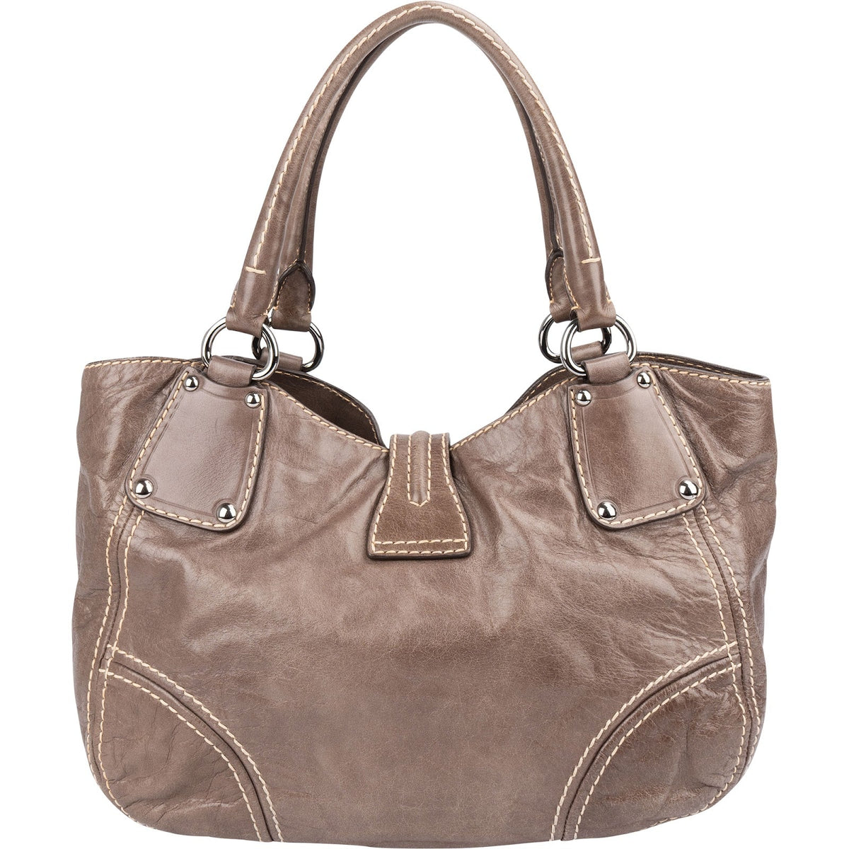 Prada Hobo aus Cervo-Antik-Leder mit Ziernähten – Ansicht 5