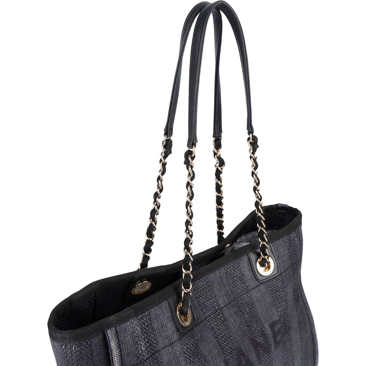 Chanel Bleu Tweed Deauville Tote Shoulder Bag