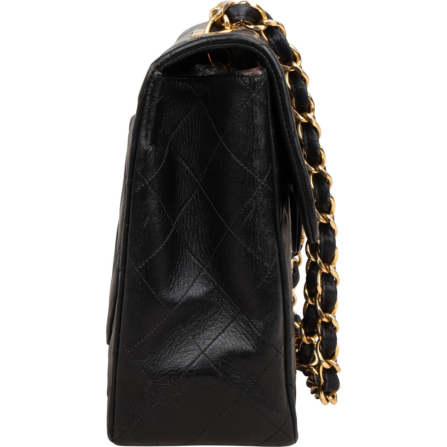 Chanel Quilted Lambskin 24K Gold Jumbo Single Flap Crossbody Bag