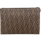 Fendi Monogram FF Canvas & Bicolor Calfskin Flat Pouch Clutch