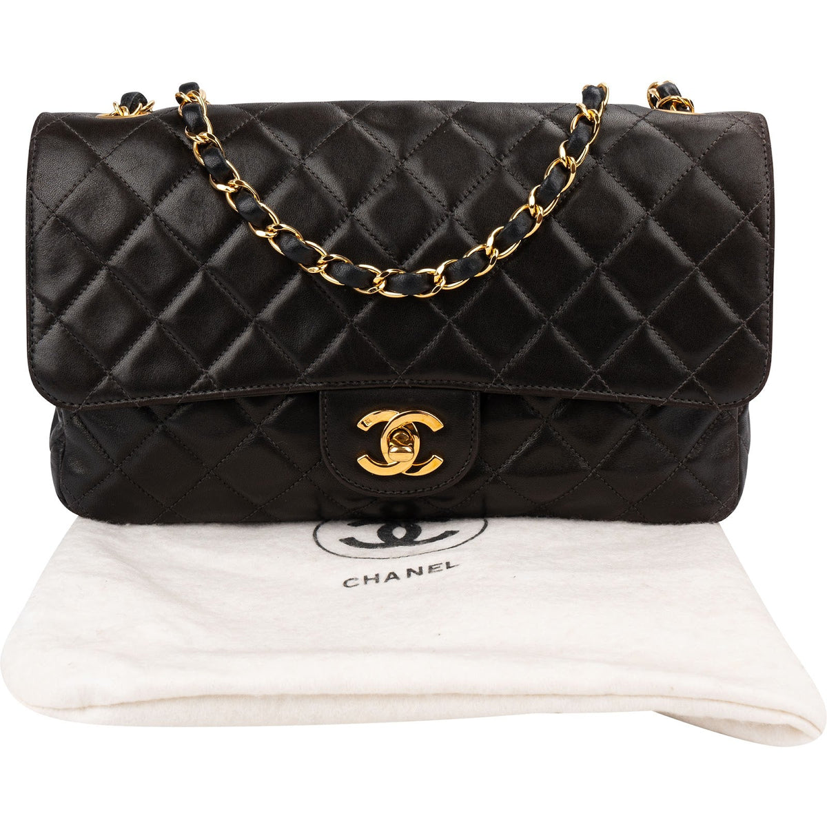 Chanel Soft Quilted Lambskin 24K Gold Medium Single Flap Crossbody Bag