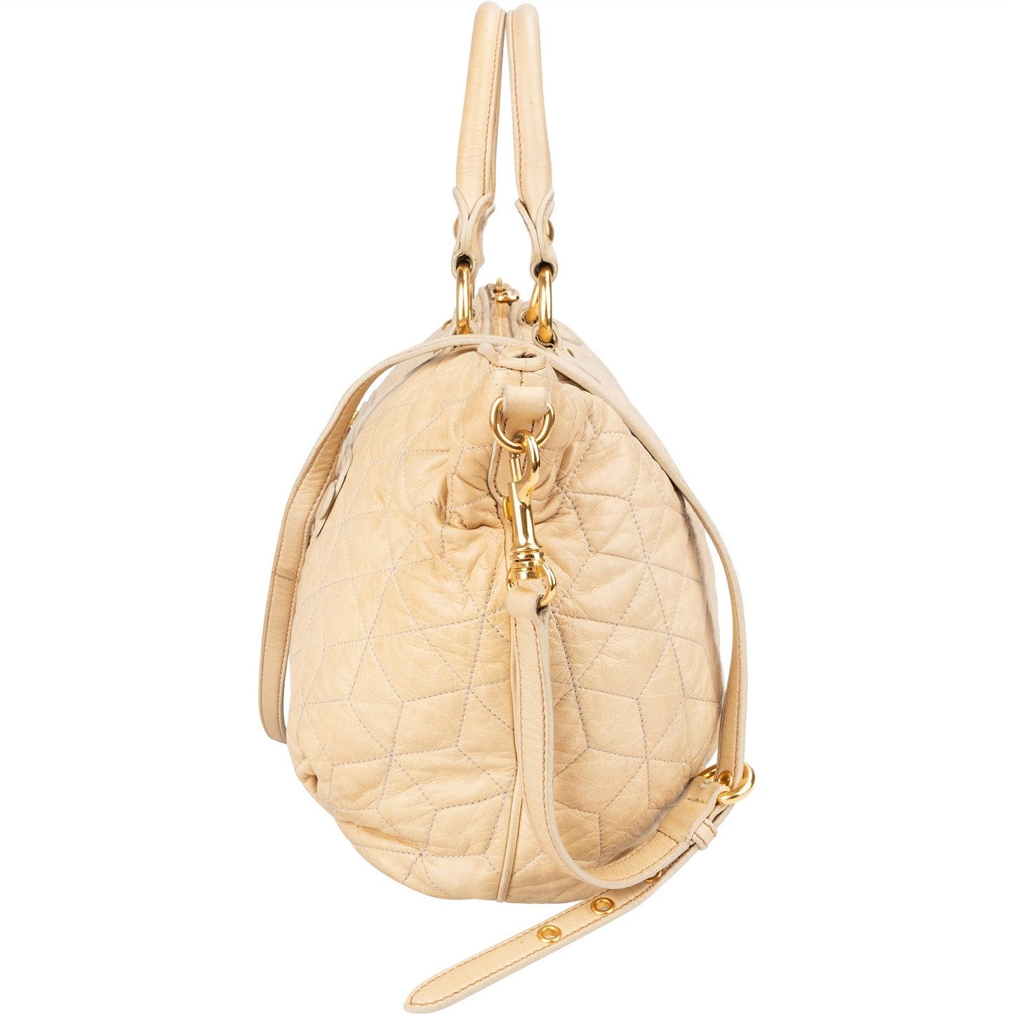 Miu Miu Quilted Leather Bowler Handbag
