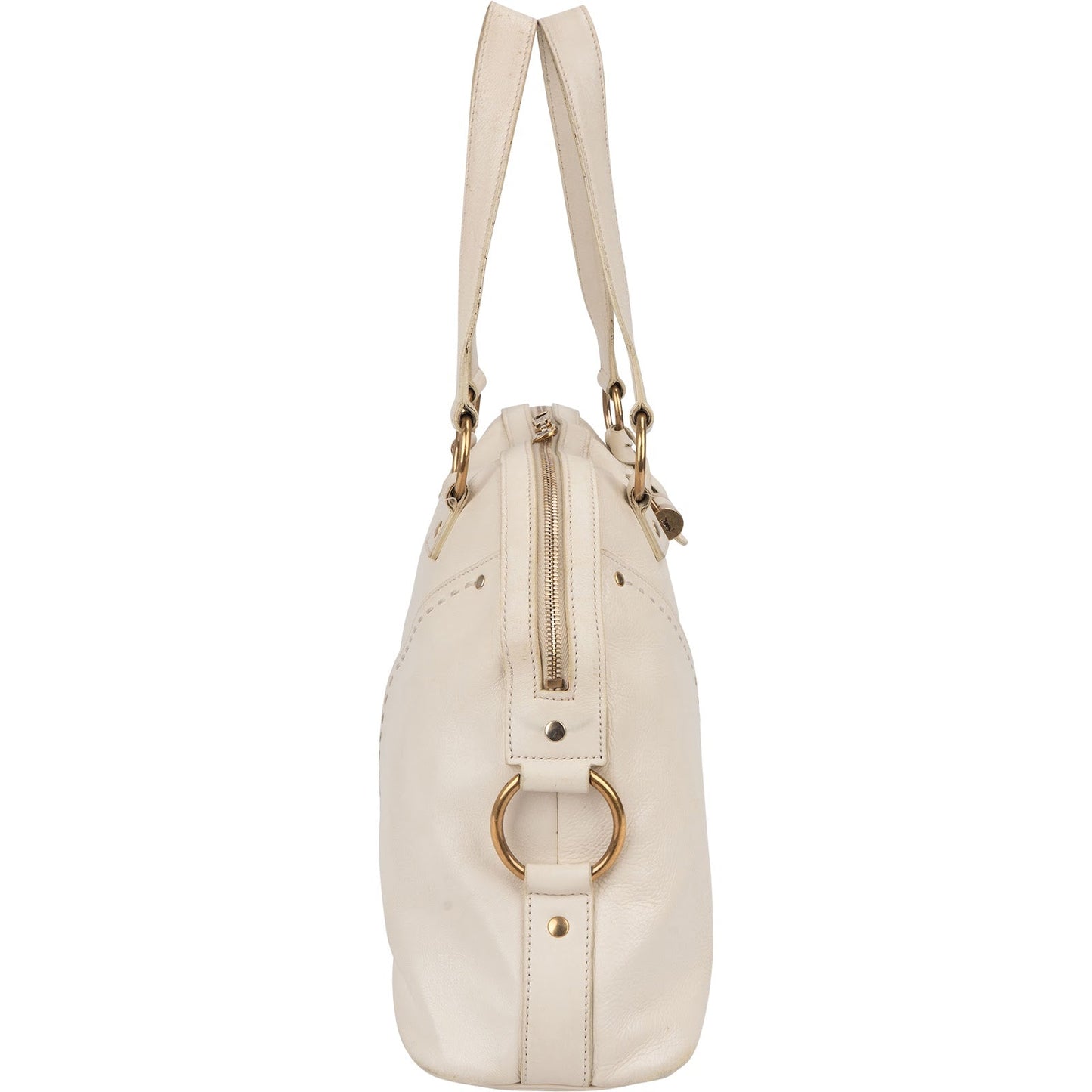 Yves Saint Laurent White Leather Medium Muse Handbag