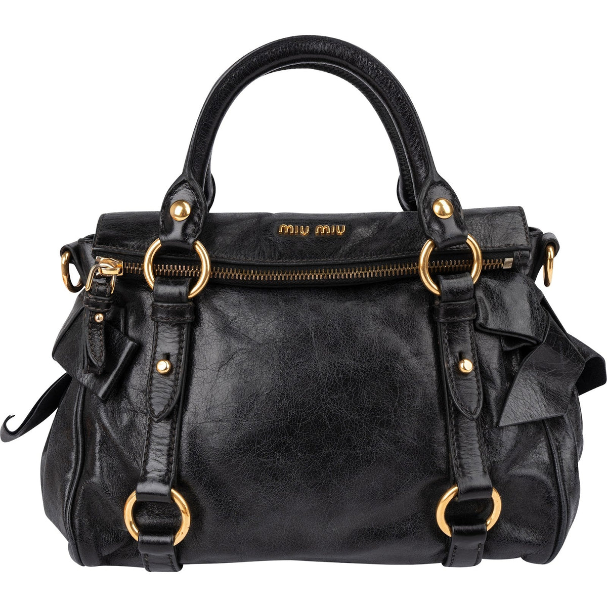 Miu Miu Vitello Lux Leather Small Bow Handbag