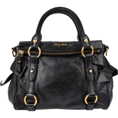 Miu Miu Vitello Lux Leather Small Bow Handbag
