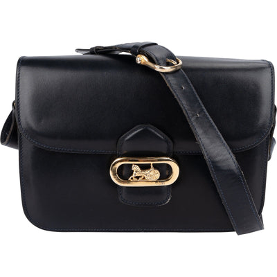 Celine Blue Boxcalf Carriage Triomphe Shoulder Bag