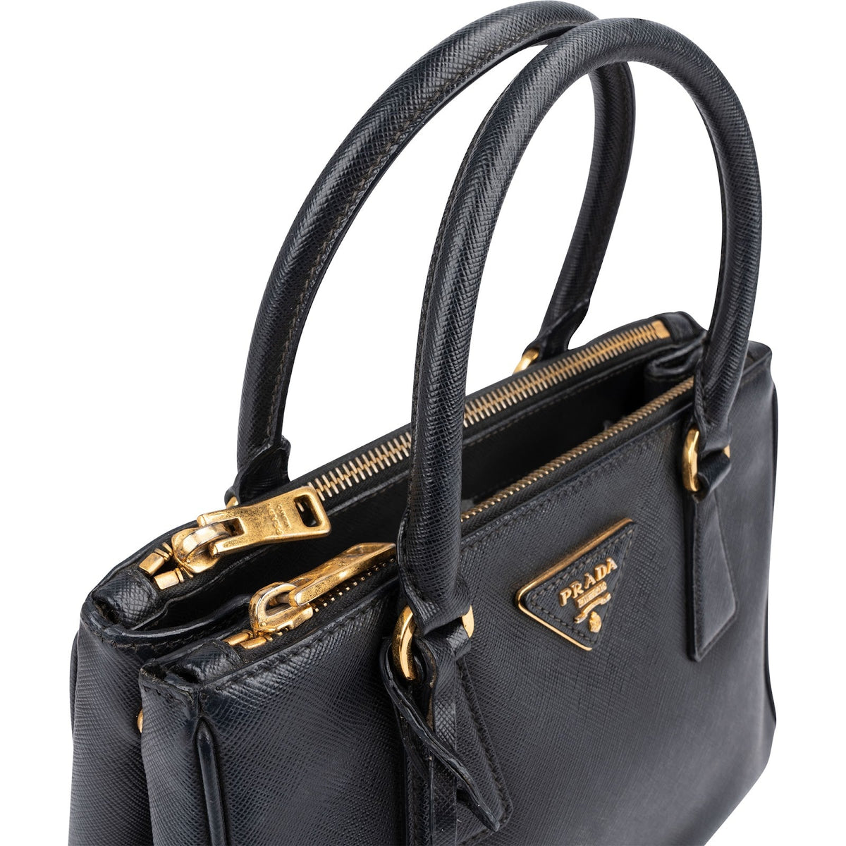Prada Small Galleria aus schwarzem Saffiano-Leder – Ansicht 2