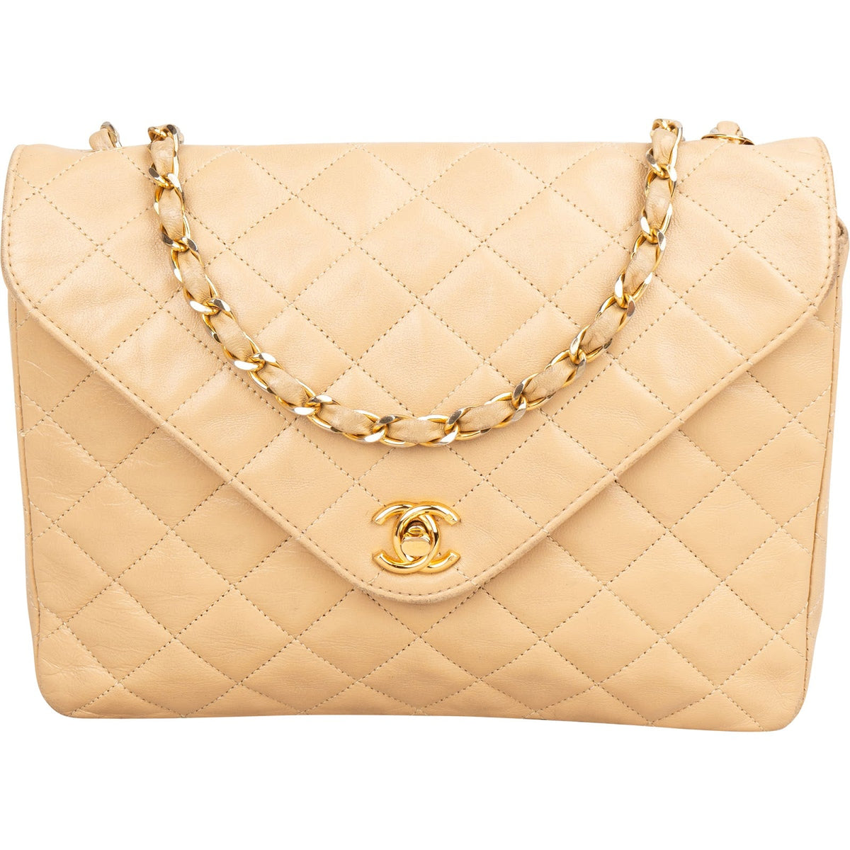 Chanel Quilted Lambskin 24K Gold Single Flap Shoulder Bag
