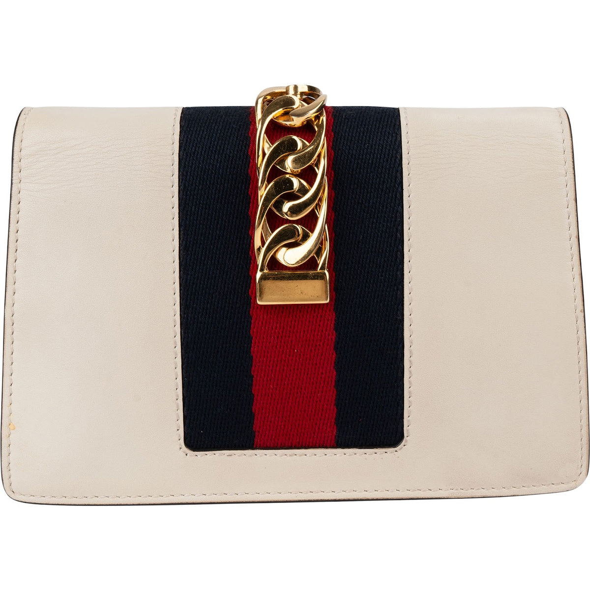 Gucci Leather Sylvie Mini Web Stripe Chain Crossbody Bag