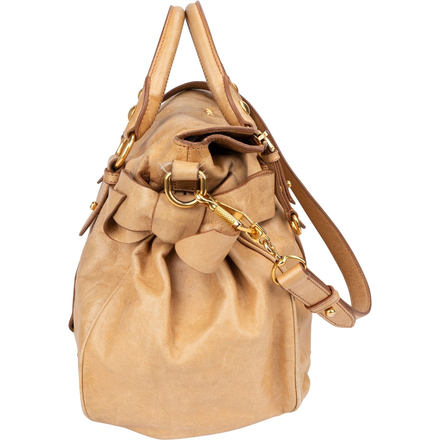 Miu Miu Vitello Lux Bow Satchel Handbag