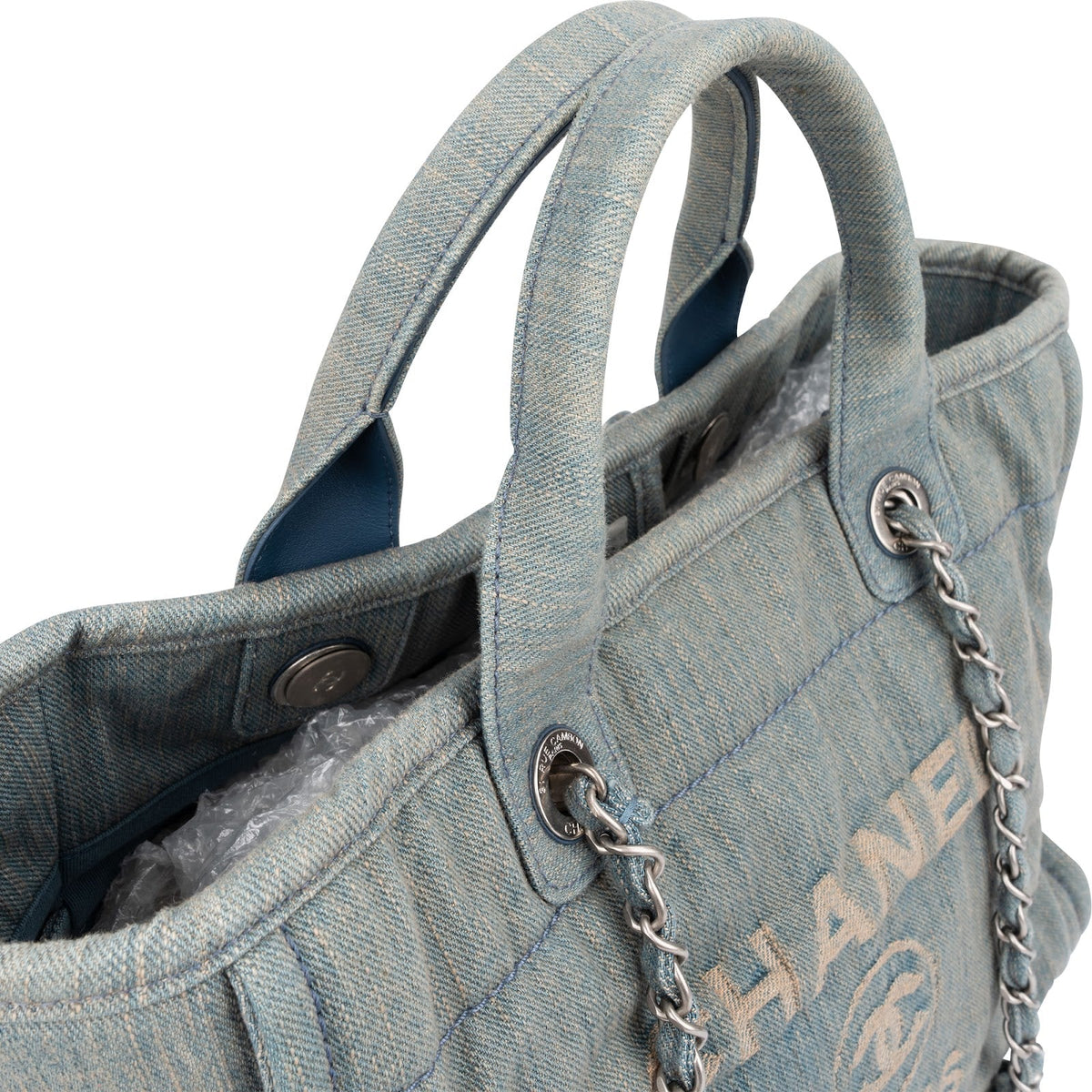 Chanel Denim Deauville Small Tote Shoulder Handbag