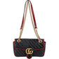 Gucci Black Matelassé Leather Red Edges GG Marmont Crossbody Bag