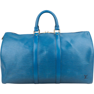 Louis Vuitton Blue Epi Leather Keepall 45 Travel Bag
