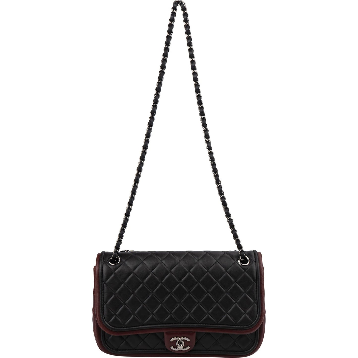 Chanel Quilted Lambskin Bicolor Jumbo Single Flap Shoulder Bag