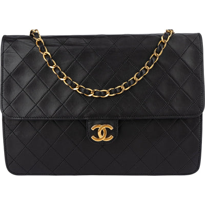Chanel Quilted Lambskin 24K Gold Single Flap Shoulder Bag