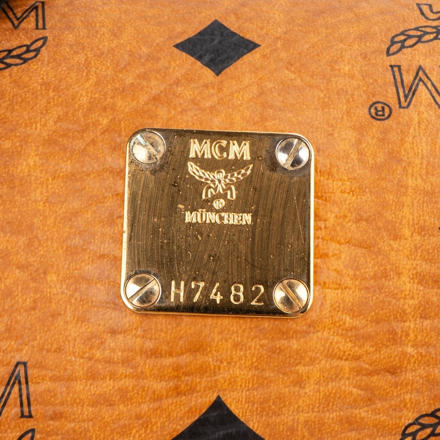 MCM Monogram Visetos Cylinder Boston Handbag