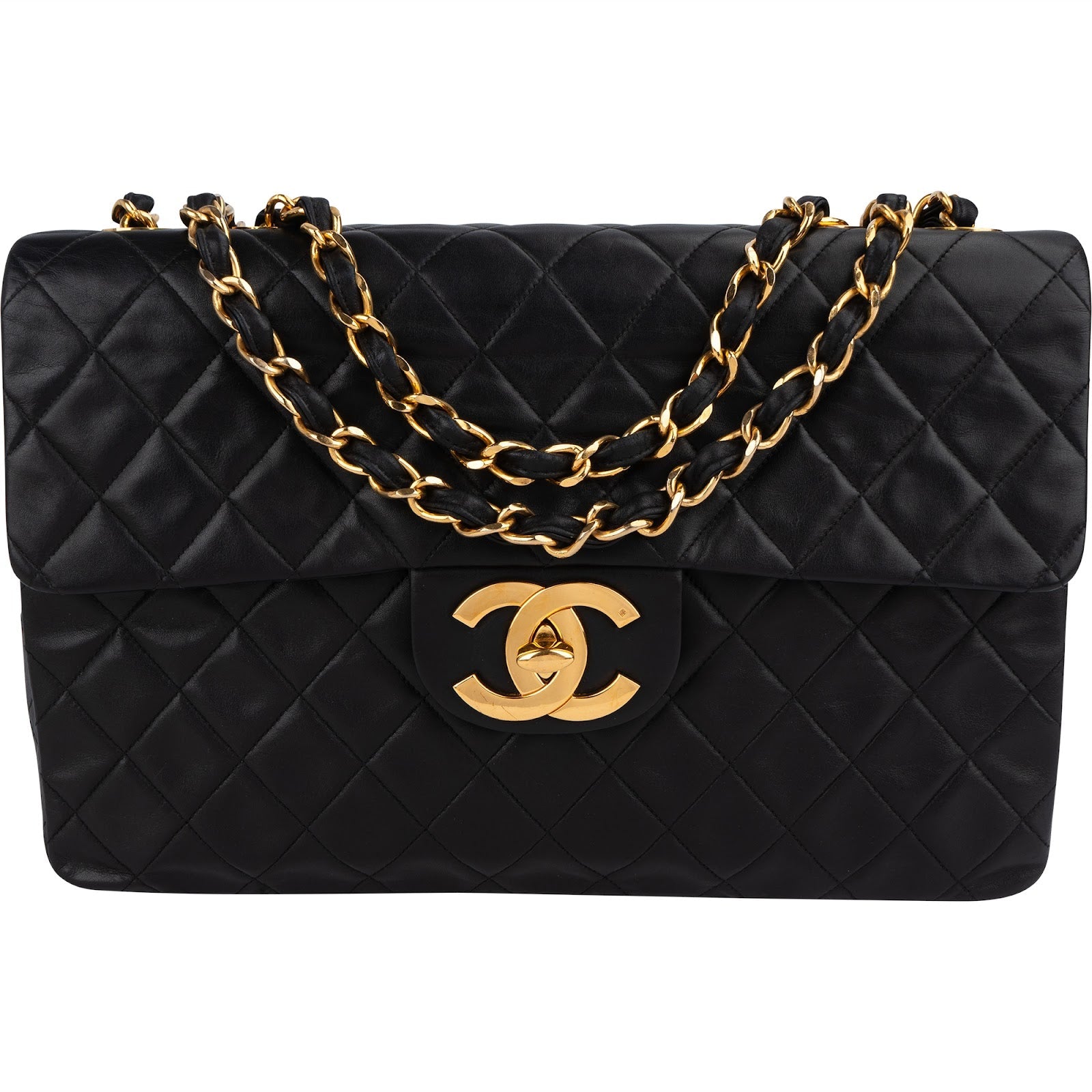 Chanel Quilted Lambskin 24K Gold Maxi Single Flap Crossbody Bag