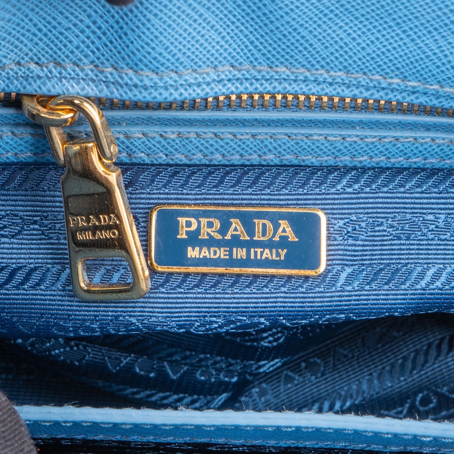 Prada Blue Saffiano Leather Pradasphere Galleria Micro Handbag