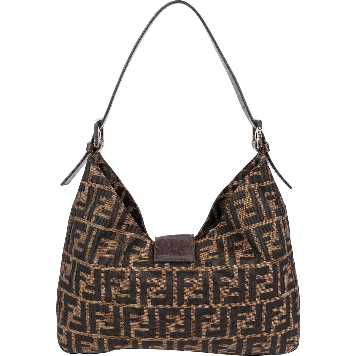 Fendi Monogram FF Zucca Canvas Baguette Buckle Shoulder Bag